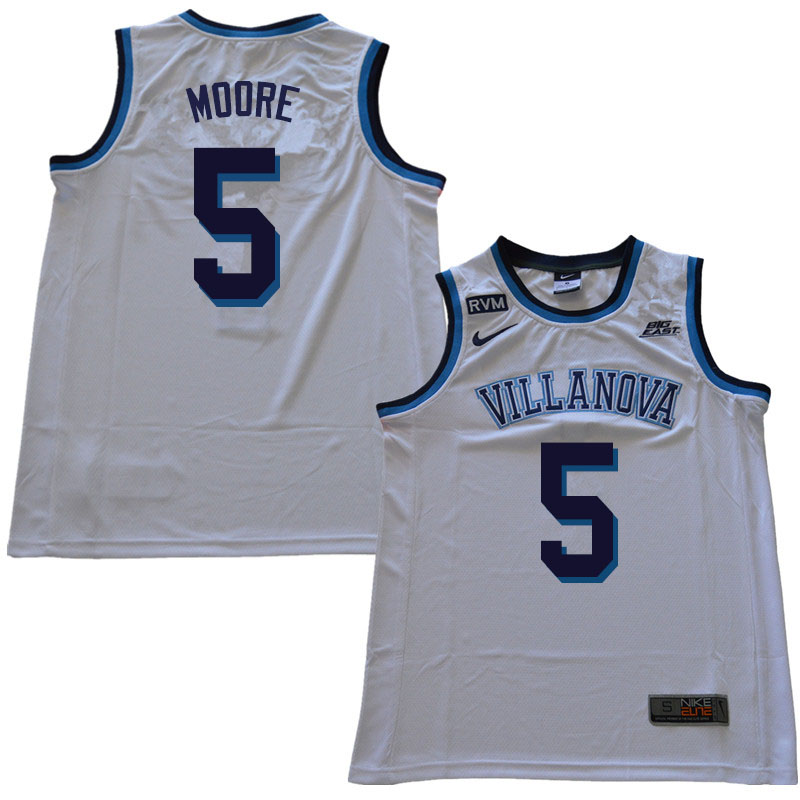 2019 Men #5 Justin Moore Villanova Wildcats College Basketball Jerseys Sale-White - Click Image to Close